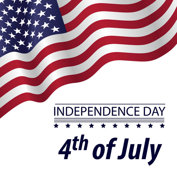 Independence Day 4 th of July with a waving flag on white background - Vector, Imagen