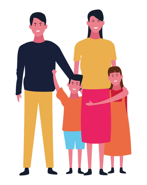 家族と子供の漫画の孤立 - ベクター画像