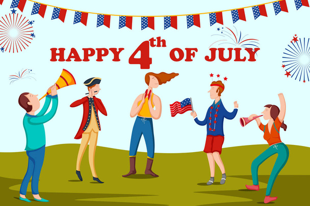 Sváteční slavnost za 4. července šťastný den nezávislosti v Americe - Vektor, obrázek