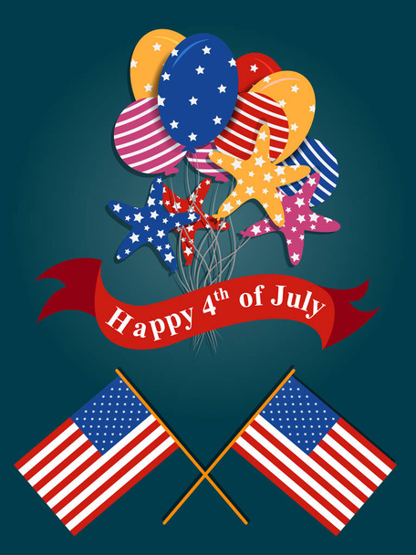 Amerika'nın 4 Temmuz Mutlu Bağımsızlık Günü için Tatil kutlama arka plan - Vektör, Görsel