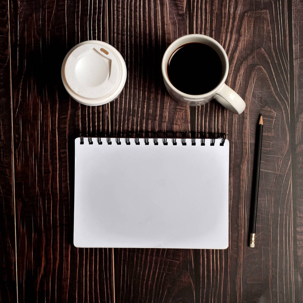 Coffee break, ideas, notes, goals or plan writing concept. Top v - Фото, зображення