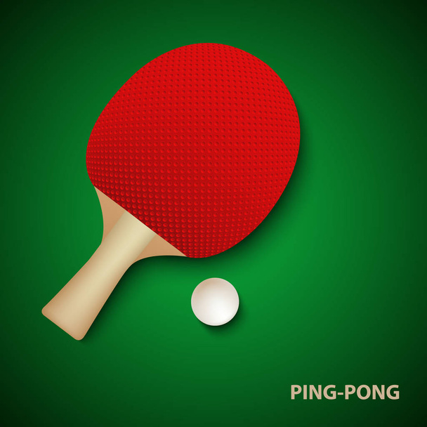 Плакат для пинг-понга с ракеткой и шаблоном для мяча
 - Вектор,изображение