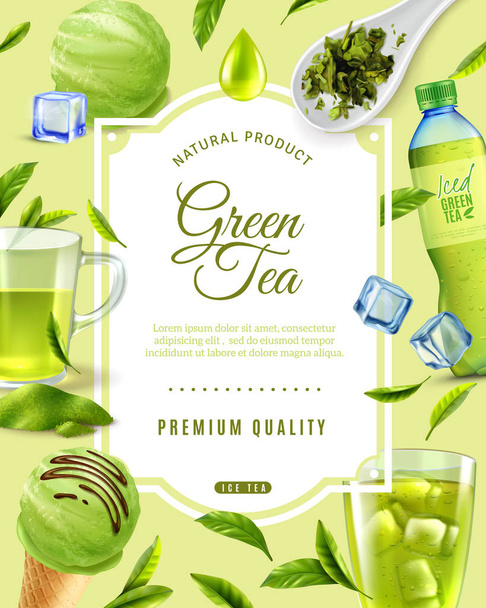 Premium Green Tea Background - Vector, afbeelding