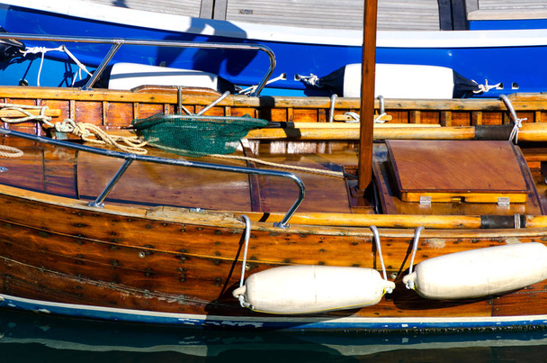 detail of a boat in the village of Camogli in Liguria - Photo, Image