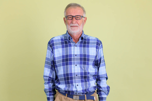 Gözlüklü yakışıklı yaşlı sakallı hipster adam - Fotoğraf, Görsel