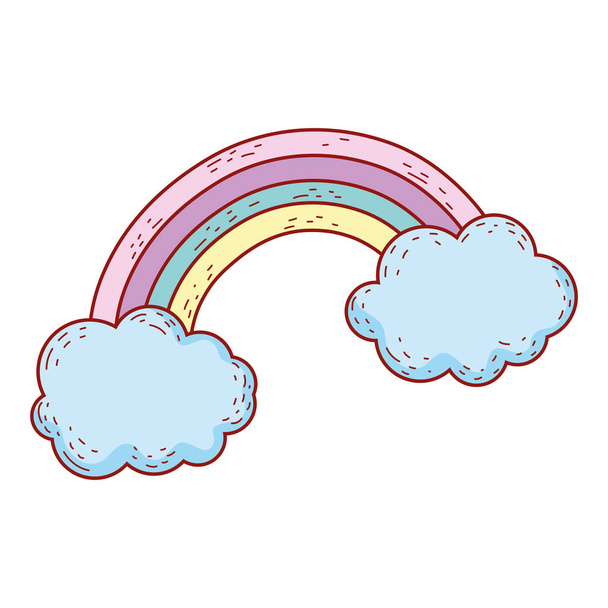 arco iris lindo con nubes
 - Vector, Imagen