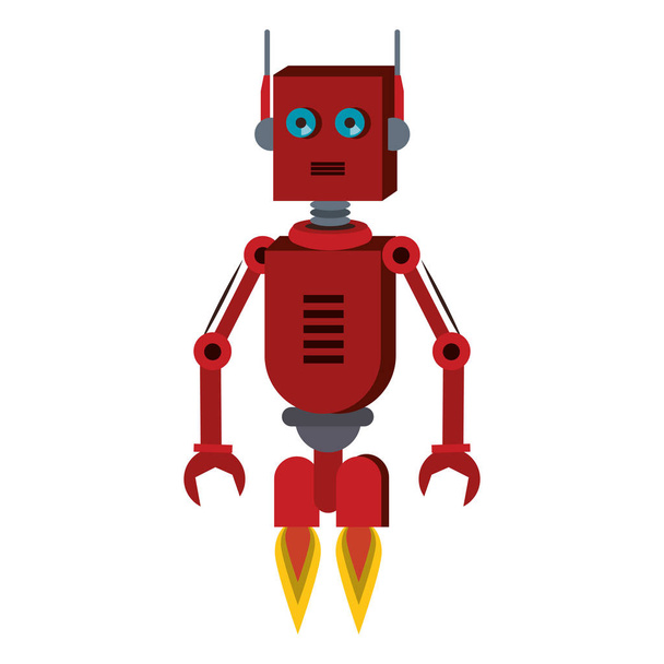 Robot komik karakter karikatür izole - Vektör, Görsel
