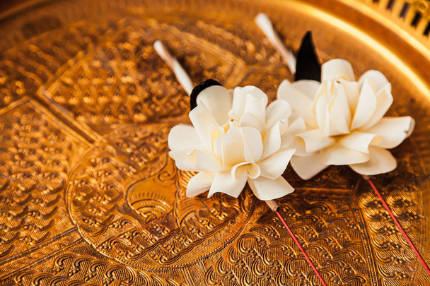 Funeral Sandalwood Flower in Commemorate Asian Thai Traditional in buddhist culture - Photo, Image
