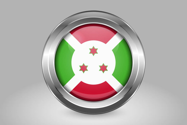 Flag of Burundi. Metal and Glass Round Vector Icon. Isolated - ベクター画像