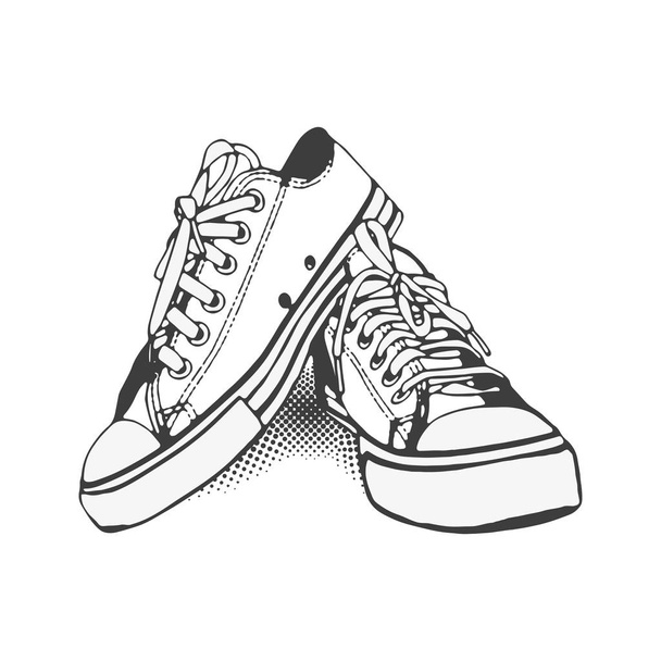 Zapatillas de deporte vectoriales en blanco y negro sobre fondo blanco aislado
. - Vector, imagen