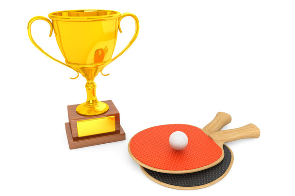 Trophée d'or et raquettes de tennis
 - Photo, image