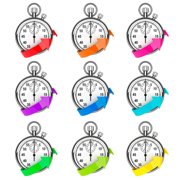 Set of Stopwatch with color arrow - Photo, Image