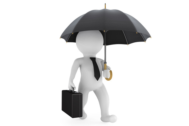 3d businessman under the protection umbrella - Фото, изображение