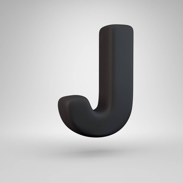 Black rubber uppercase letter J isolated on white background. - Zdjęcie, obraz