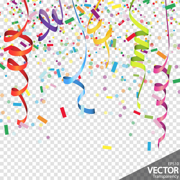 confetti en streamers partij achtergrond - Vector, afbeelding