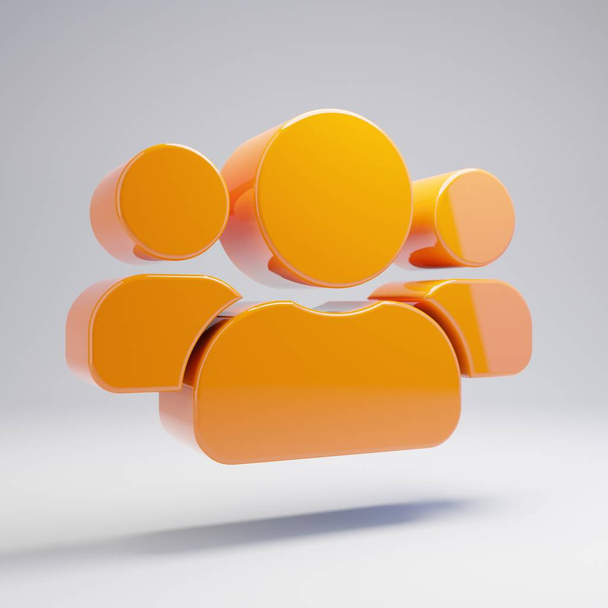Volumétrico brillante naranja caliente usuarios icono aislado sobre fondo blanco
. - Foto, Imagen