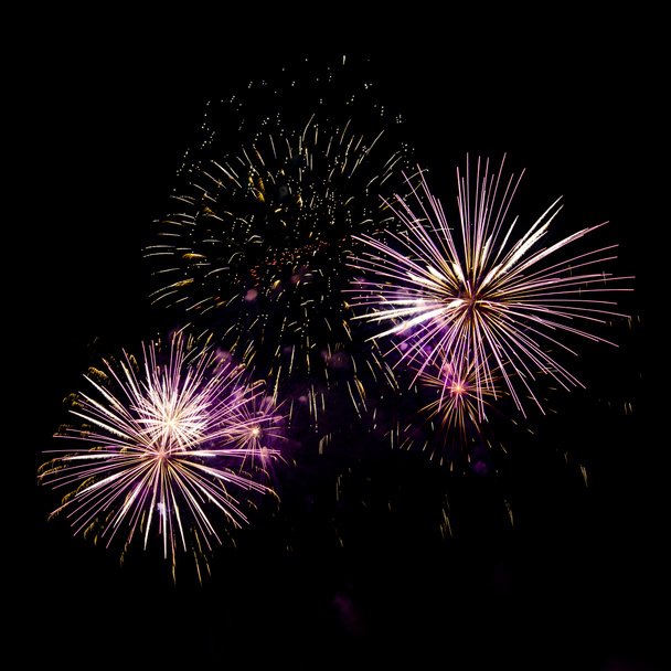 Fuochi d'artificio reali colorati sopra cielo di notte
 - Foto, immagini