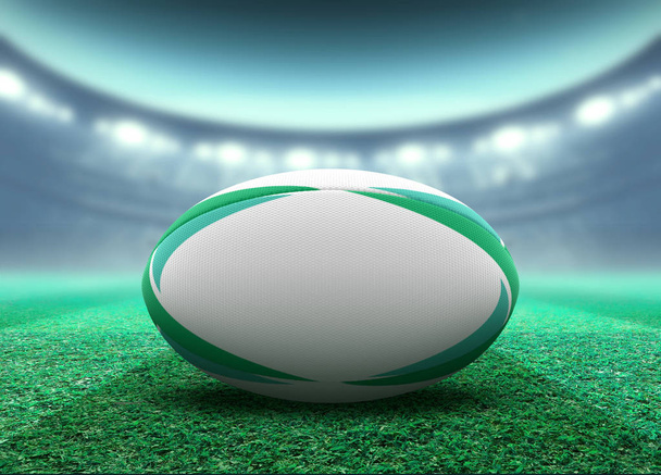 Işıklı Stadyum Ve Rugby Topu - Fotoğraf, Görsel