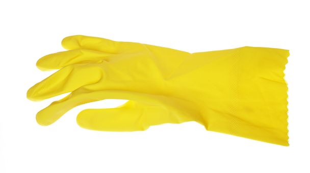 Yellow rubber gloves - Фото, изображение