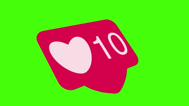 Social media red Love Hearts counter icon animation on green screen. Good for marketing concept or short video background for social networks story. 4K footage. - Footage, Video