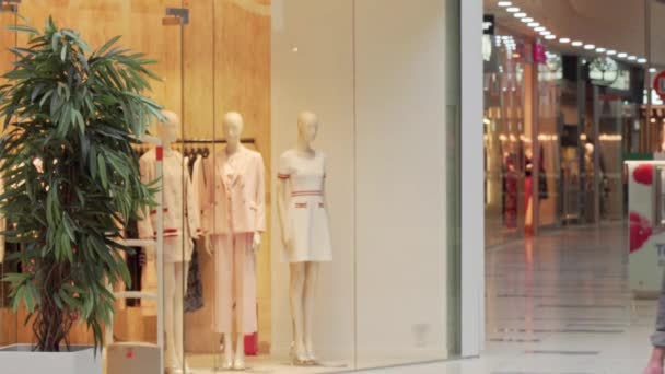 Alışveriş merkezinde yürüyen genç çift, mevsimlik satışkeyfi - Video, Çekim