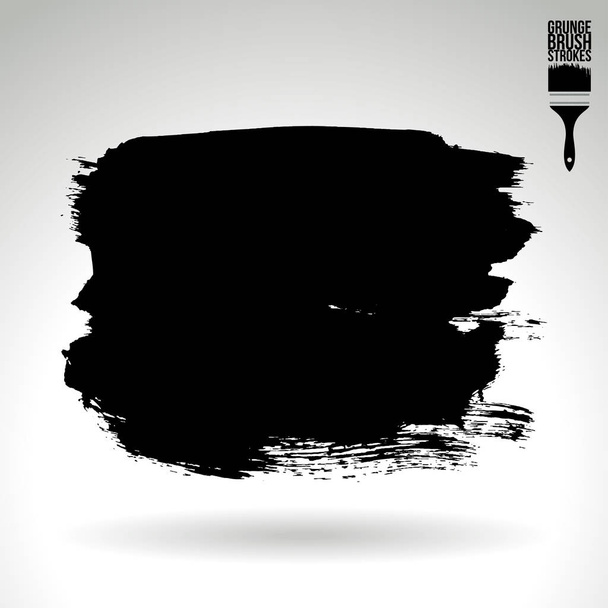 白い背景に分離された抽象的な黒いブラシストローク - ベクター画像