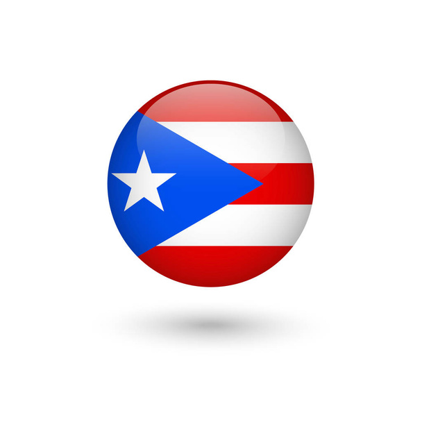 Porto Riko bayrak yuvarlak parlak - Vektör, Görsel