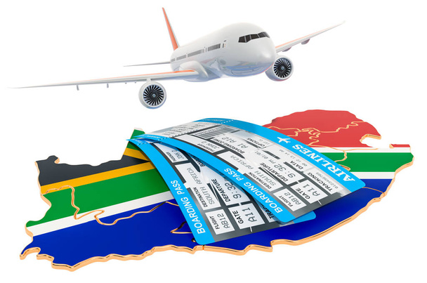 Vluchten naar Zuid-Afrika concept. 3D-rendering - Foto, afbeelding