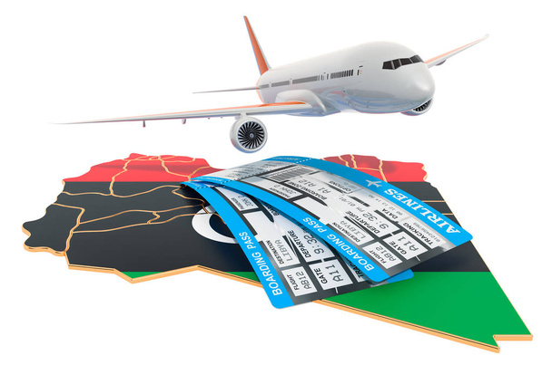 Flights to Libya concept. 3D rendering - Photo, Image
