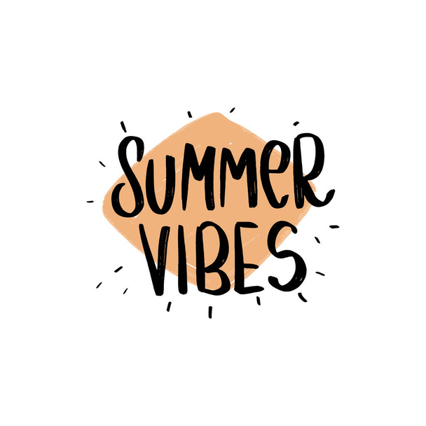 Summer Vibes Hand drawn Brush lettering composition.  - ベクター画像