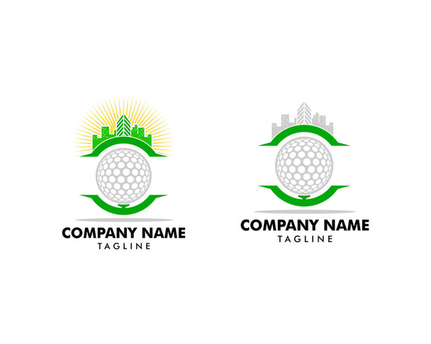 Набір елементів дизайну логотипу піктограми гольф міста
 - Вектор, зображення