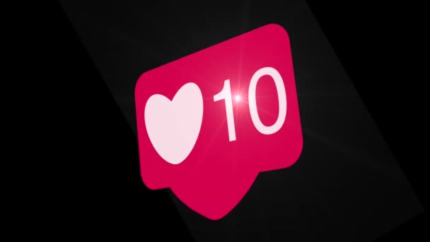 Rote Liebesherzen in den sozialen Medien kontern Icon-Animationen auf grünem Bildschirm. gut für Marketing-Konzept oder kurze Video-Hintergrund für soziale Netzwerke Geschichte. 4k Filmmaterial mit Linsenschlag - Filmmaterial, Video