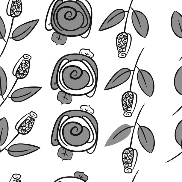 Seamless pattern of abstract simple roses - Vektör, Görsel
