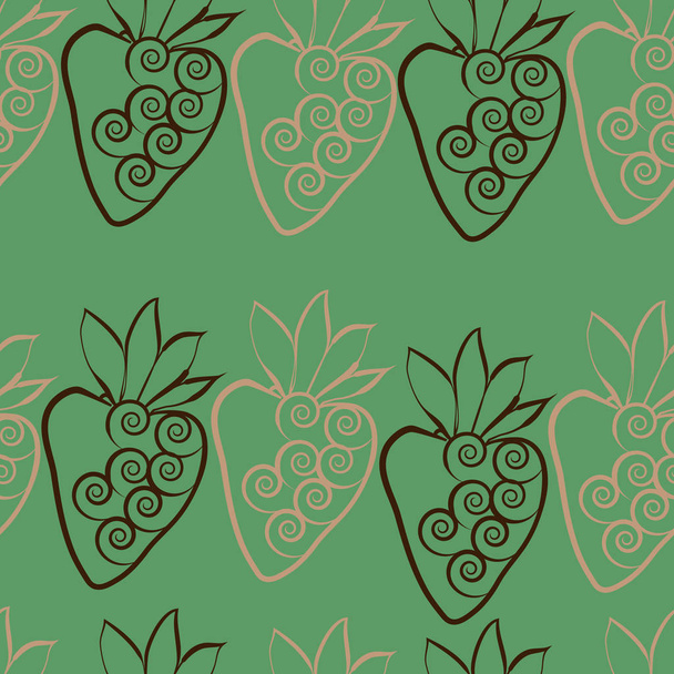 Seamless pattern of strawberries - Vector, Imagen