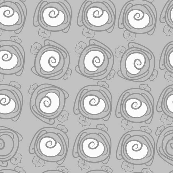 seamless pattern of floral motif, stylized rosy, spirals, leaves,stripes, spots, hole, copy space. - Διάνυσμα, εικόνα