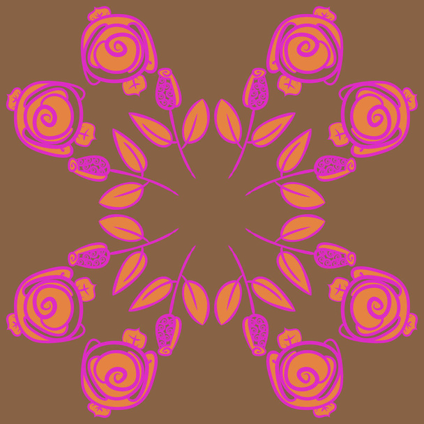 Seamless pattern with abstract simple roses - Vector, imagen