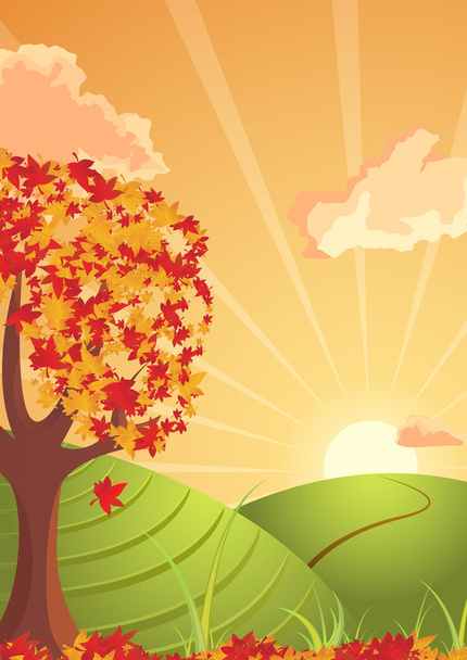 Autumn countryside atmosphere - Vector, Image