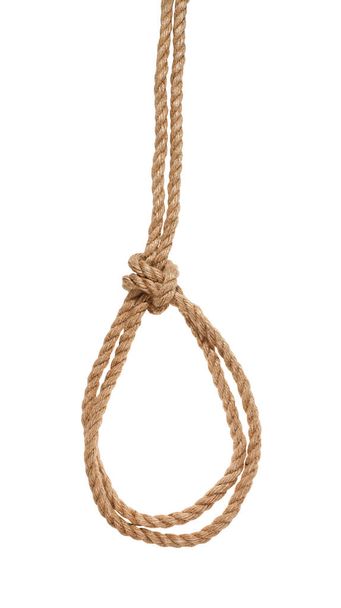 double nœud de course attaché sur corde de jute épaisse
 - Photo, image