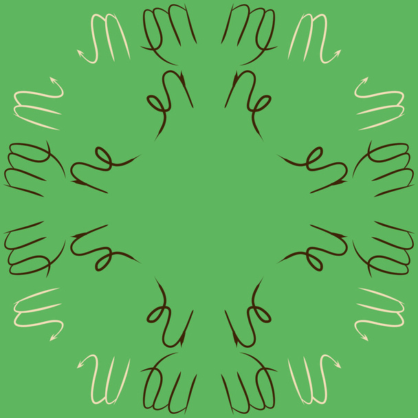 Circular pattern of zodiac signs, doodles, cancer,scorpio, copy space - Вектор,изображение