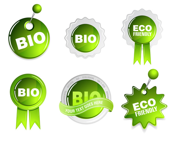 Collection of green ecology signs - Vector, Image