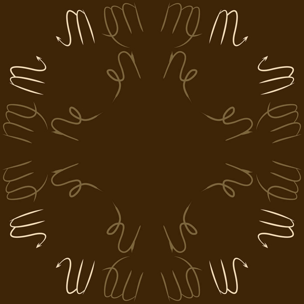 Circular pattern of zodiac signs, doodles, cancer,scorpio, copy space - Vecteur, image