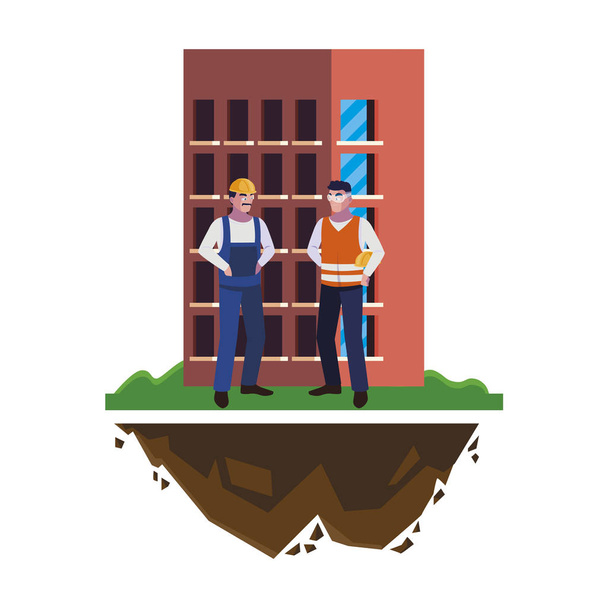 construtores do sexo masculino trabalhadores com construção
 - Vetor, Imagem