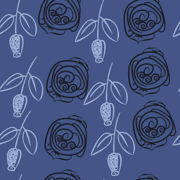 Seamless pattern of abstract simple roses - Vector, afbeelding