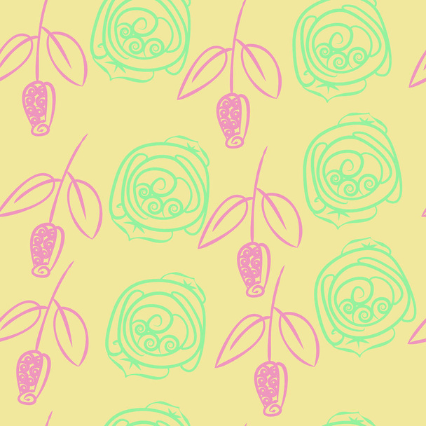 Seamless pattern of abstract simple roses - Vector, imagen