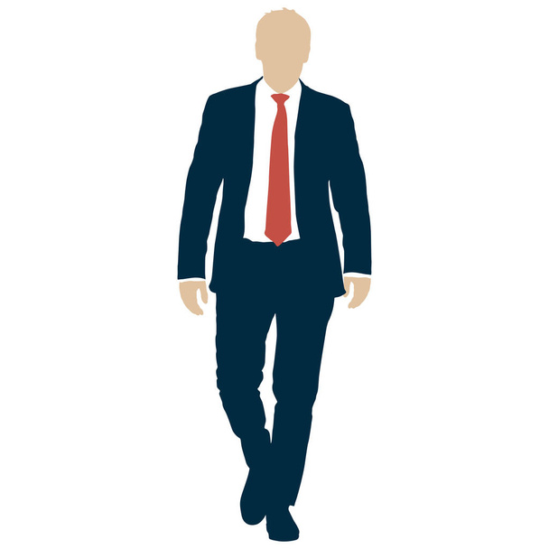 Silueta hombre de negocios en traje con corbata sobre fondo blanco - Vector, imagen