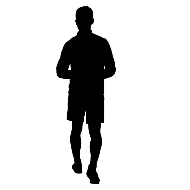 Black silhouette man standing, people on white background - Вектор, зображення
