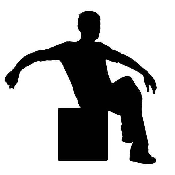 Muž s siluetou sedícího na židli bílé pozadí - Vektor, obrázek