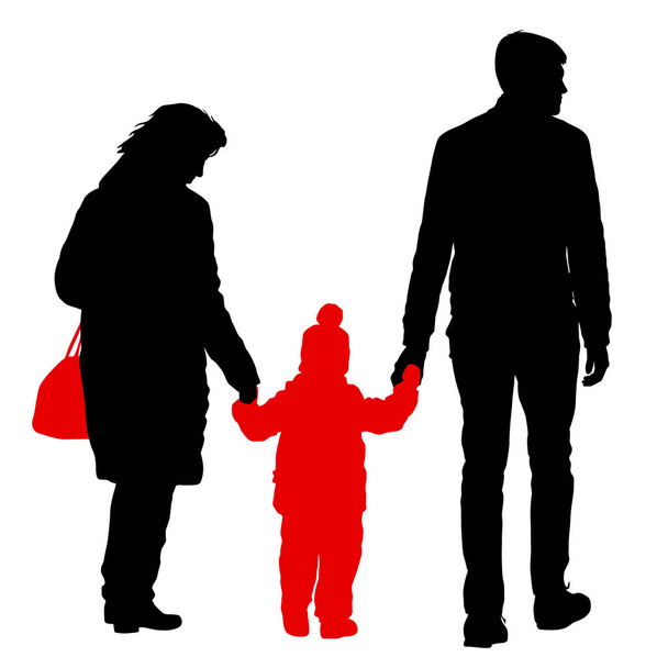 Silhouette di famiglia felice su uno sfondo bianco - Vettoriali, immagini