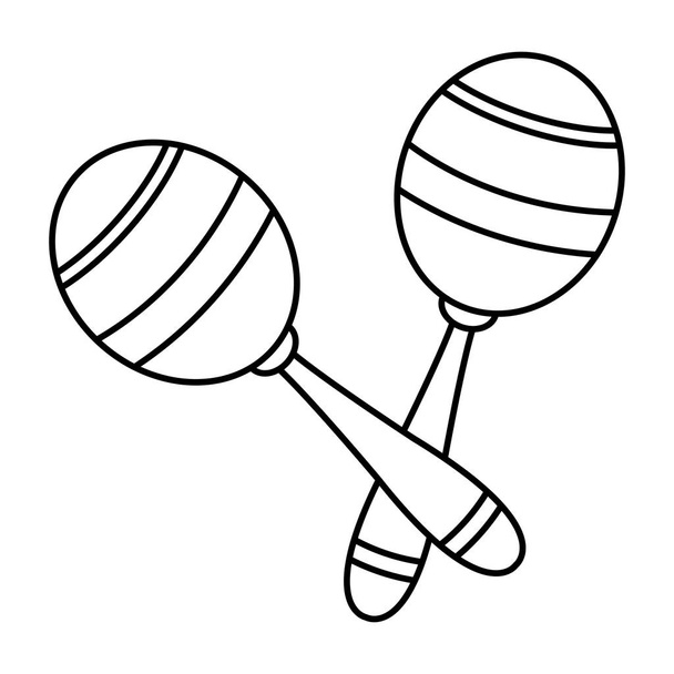 ikona maracas kreslená černě a bíle - Vektor, obrázek