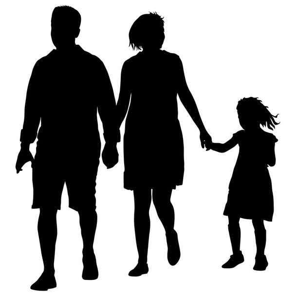 Die Silhouette einer glücklichen Familie auf weißem Hintergrund. Vektorillustration. - Vektor, Bild